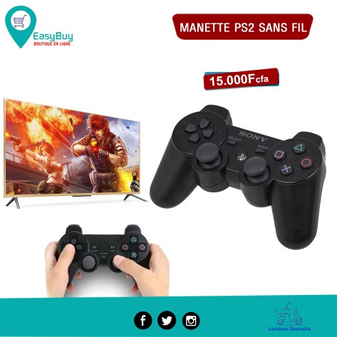 Manette Sans Fil Pour PS2 - Noir Ou Bleu, Neuf (ouvert Jamais Utilisé), Générique