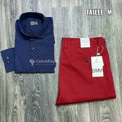 Ensemble chemise et pantalons kaki