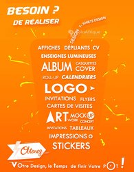 Logos - affiches - cartes de visite - kakémono - étiquettes - enseignes lumineuses - décoration d'intérieur - travaux d'art