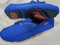 Mocassins en daim bleu