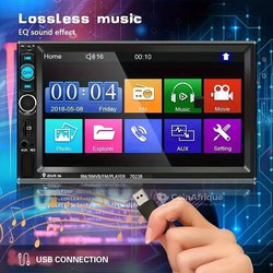Autoradio 2 din écran tactile hd 7 pouces miroirlink fm/usb/aux/sd avec support de commande au volant