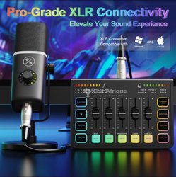 Carte Son Mélangeur Audio XLR Externe Professionnelle ZS31U  Dernière Génération pour Streaming Home Studio avec Microphone Dynamique RGB ZTT32